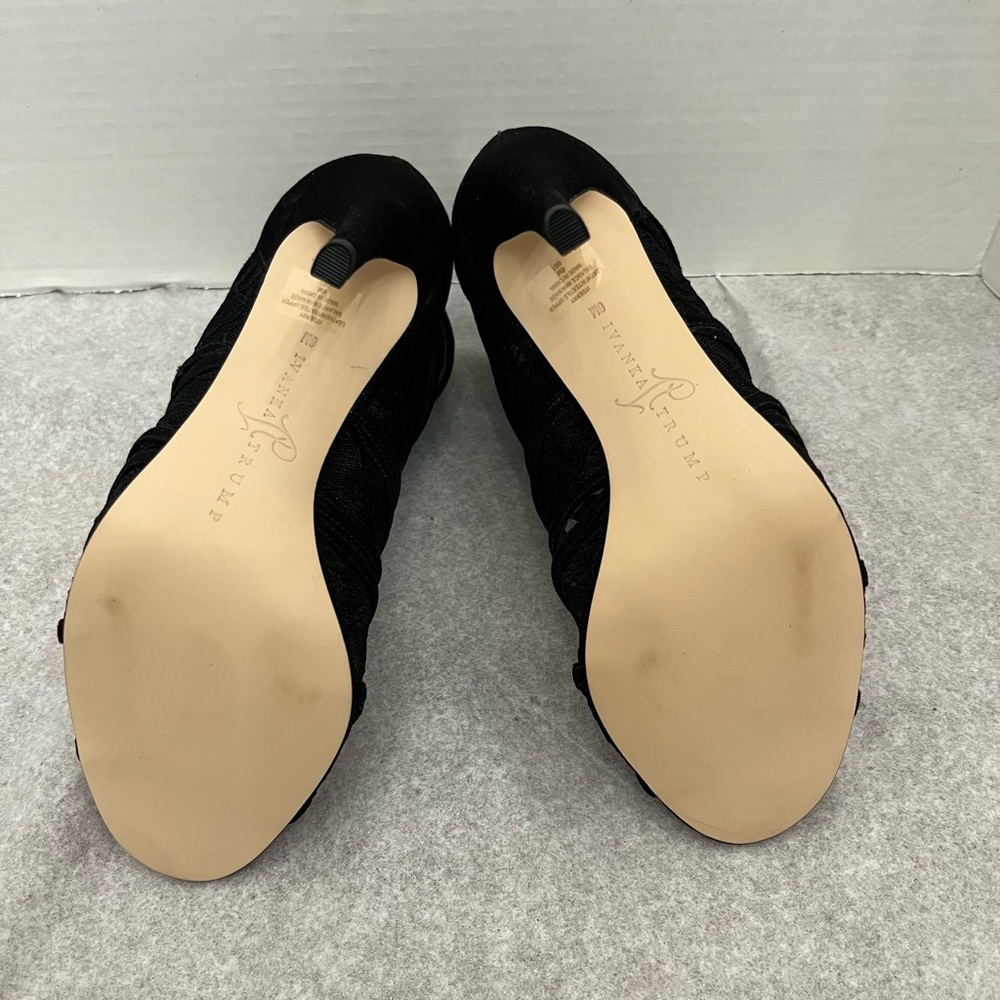 Ivanka Trump Black Lace Cutout Stiletto Sandals - Picture 3 of 12
